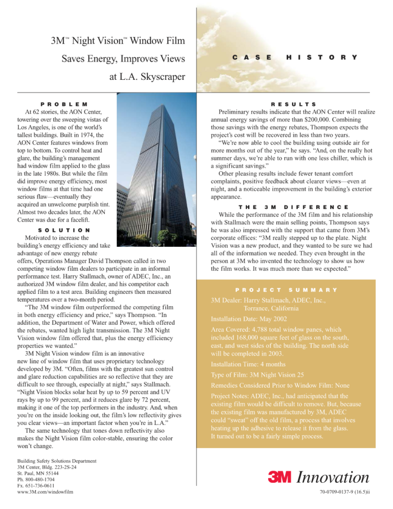 3M Case Study for Energy Saving window film for commercial building