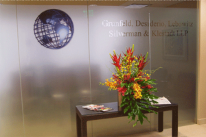 Grumfield office getting dusted crystal application with designs involved.